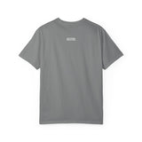 Light green mountain-themed T-shirt from Printify's Nature Series featuring the slogan "Built by Nature. Shaped by Choice."
