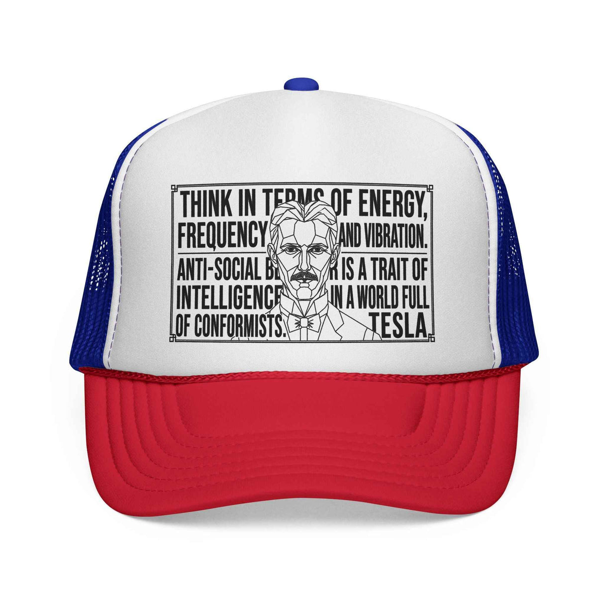N. Tesla Trucker Hat — "Think in Terms of Energy, Frequency and Vibration." — Visionaries Series | SHOP VIVENT