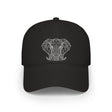 Elephant-shaped baseball cap from Printify's Geometric Animal Series featuring "Thick Skin. Soft Heart." design.
