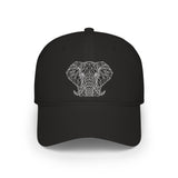 Elephant-shaped baseball cap from Printify's Geometric Animal Series featuring "Thick Skin. Soft Heart." design.