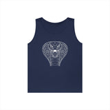 Cobra Tank Top from Printify's Geometric Animal Series with the quote "Patience is the Deadliest Weapon" on a stylish sleeveless shirt.