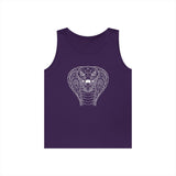 Cobra Tank Top from the Geometric Animal Series by Printify featuring a sleek cobra design on a black sleeveless shirt.