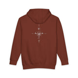 Minimal compass graphic hoodie from Printify featuring a subtle nautical design on a comfortable pullover.