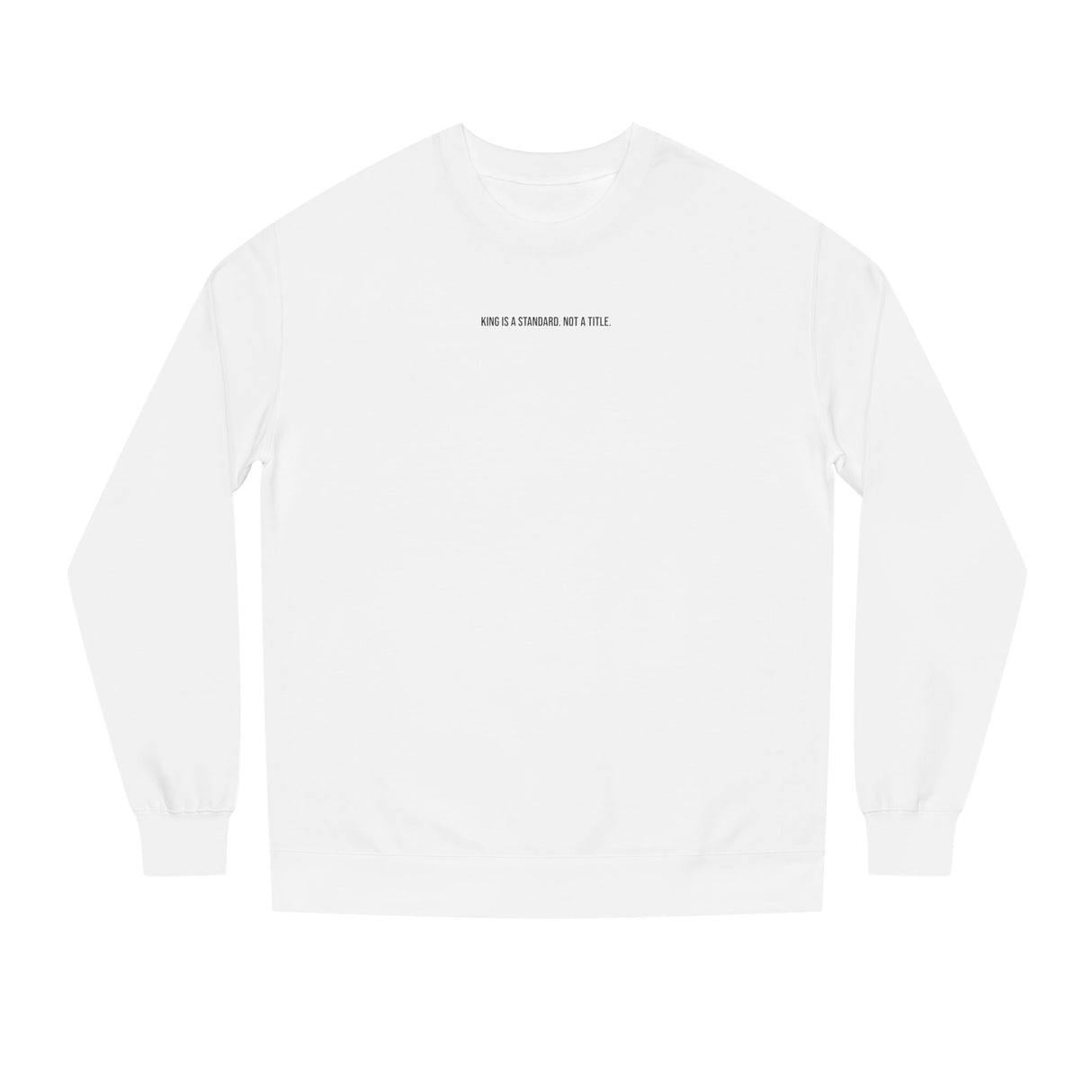 Gray lion sweatshirt from Printify's geometric animal series featuring the quote "King Is a Standard. Not a Title."