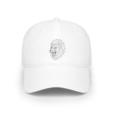 Lion-shaped geometric baseball cap by Printify featuring the slogan "King Is a Standard. Not a Title." in a stylish animal series design.