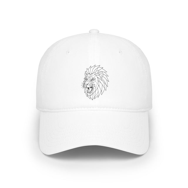 Lion-shaped geometric baseball cap by Printify featuring the slogan "King Is a Standard. Not a Title." in a stylish animal series design.