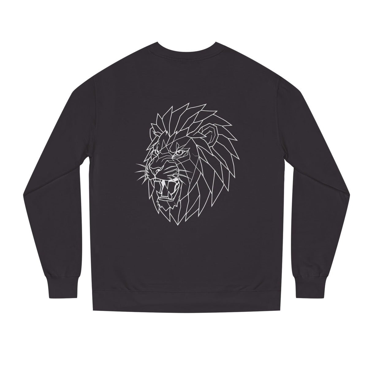 Lion geometric sweatshirt from Printify's Animal Series featuring the phrase "King Is a Standard. Not a Title."