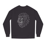 Lion geometric sweatshirt from Printify's Animal Series featuring the phrase "King Is a Standard. Not a Title."