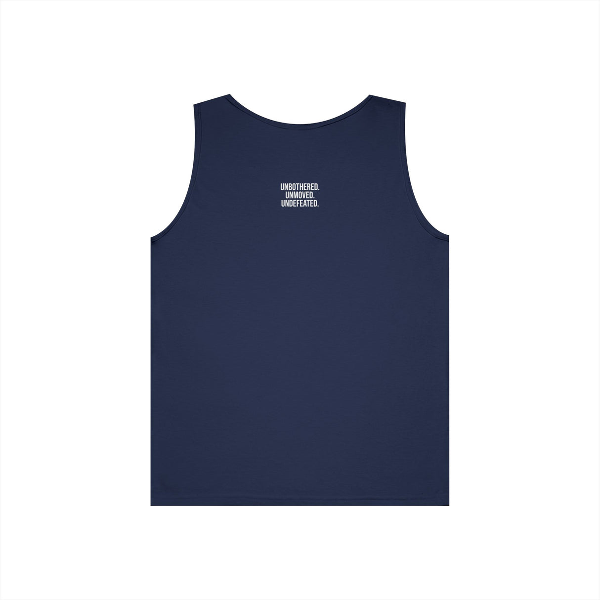 Gray Bear Tank Top from Printify's Geometric Animal Series featuring "Unbothered. Unmoved. Undefeated." text on front.