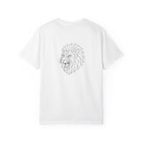 Gray Lion Tee T-shirt featuring geometric lion design with the quote "King Is a Standard. Not a Title." from Printify's animal series.