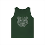 Gray Bear Tank Top from Printify's Geometric Animal Series featuring "Unbothered. Unmoved. Undefeated." design.