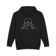 Printify Peak Hoodie from the Nature Series featuring a "Built to Rise" design, made of soft fabric with a front pocket and hood.