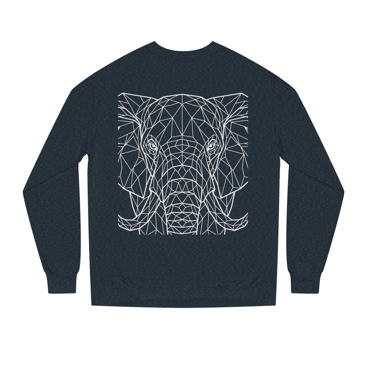Gray elephant sweatshirt with geometric design and "Thick Skin. Soft Heart." slogan, from the Printify Animal Series.