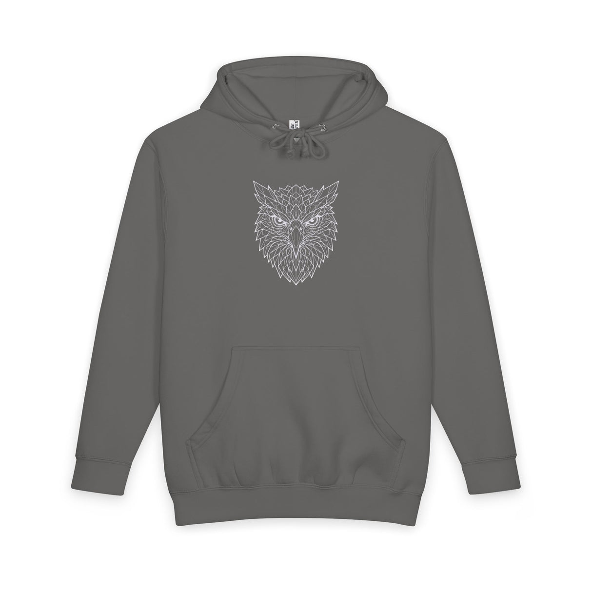 Gray owl hoodie from Printify's geometric animal series featuring a "See Everything. Say Nothing." design on the front.