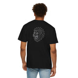 Gray Lion Tee T-shirt featuring geometric lion design and the quote "King Is a Standard Not a Title" from Printify's animal series.