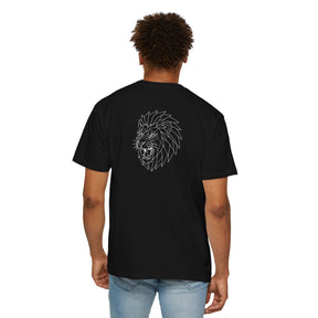 Gray Lion Tee T-shirt featuring geometric lion design and the quote "King Is a Standard Not a Title" from Printify's animal series.
