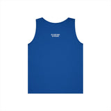 Blue sleeveless tank top featuring a minimalist design with the phrase "SEE EVERYTHING. SAY NOTHING." printed in white on the upper back, offering a casual and modern style perfect for comfortable everyday wear. | PicSEO 1776476615029