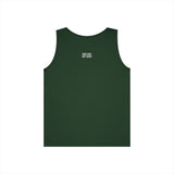 Dark green sleeveless tank top featuring a minimalist design with the motivational phrase "THICK SKIN. SOFT HEART." printed in white on the upper back. Made from soft, comfortable fabric, ideal for casual wear or active lifestyles. | PicSEO 1776569591984