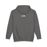Minimalist dark gray hoodie featuring a compact white text print on the back that reads "HUNT ALONE. WIN TOGETHER." Made with soft fabric, the design includes a fitted hood, ribbed cuffs, and waistband for comfort and style, perfect for casual wear or layering. | PicSEO 1776478039647
