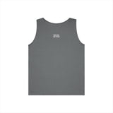 Gray sleeveless tank top featuring a minimalist design with the motivational text "THICK SKIN. SOFT HEART." printed in white at the upper center back. The fabric appears soft and lightweight, ideal for casual wear or athletic activities. The simple, modern style emphasizes comfort and subtle inspiration. | PicSEO 1776569634910