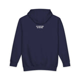Navy blue hooded sweatshirt featuring a minimalist design with a bold white text print on the upper back that reads "SEE EVERYTHING. SAY NOTHING." Comfortable long sleeves with ribbed cuffs and a classic fit, ideal for casual wear or layering in cooler weather. | PicSEO 1776478016387