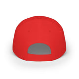 Back view of a vibrant red adjustable baseball cap featuring a hook and loop strap for customizable fit, made from durable fabric with stitched ventilation eyelets for breathability. | PicSEO 1776689159389
