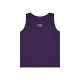 Purple sleeveless tank top featuring a minimalist design with the motivational phrase "THICK SKIN. SOFT HEART." printed in white on the upper back, combining comfort and style for casual wear. | PicSEO 1776569802813